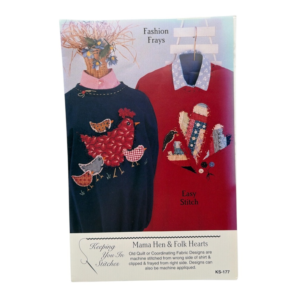 Keeping You In Stitches Fashion Frays Mama Hen & Folk Hearts Applique Easy Uncut